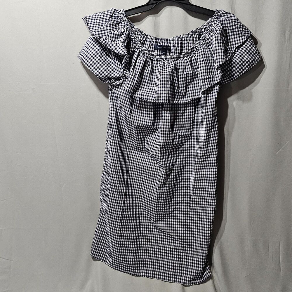 Tommy Hilfiger Gingham Check Sleeveless Shirtdress Blue White Cotton Sz L